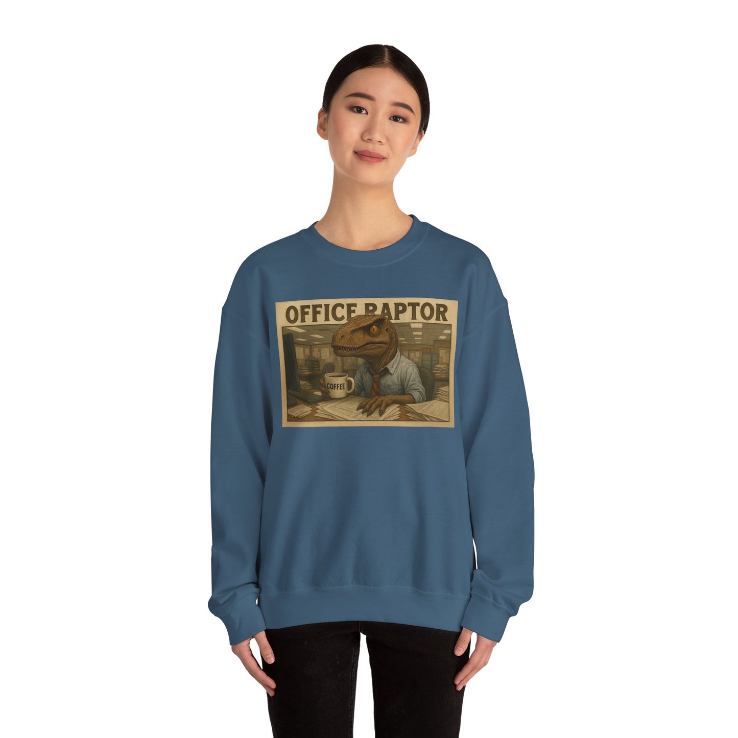 Funny Office Raptor Crewneck Sweatshirt - Unisex Heavy Blend™