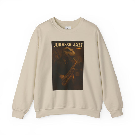 Jurassic Jazz Crewneck Sweatshirt – Unisex Heavy Blend™ Dinosaur Music Sweater
