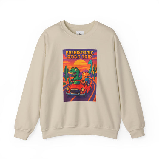 Prehistoric Roadtrip Crewneck Sweatshirt – Unisex Heavy Blend™ Dino Adventure Sweater