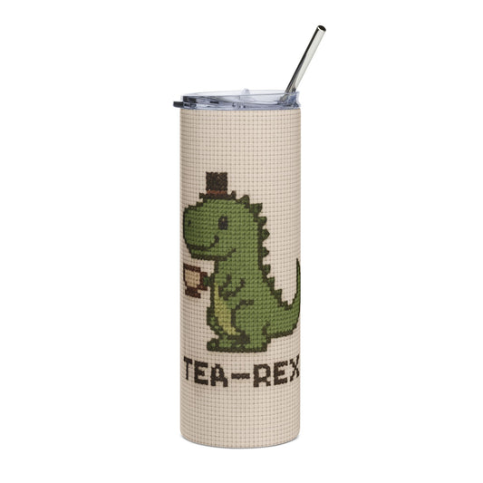 Funny Tea-Rex Stainless Steel Tumbler - 20oz Dinosaur Travel Mug